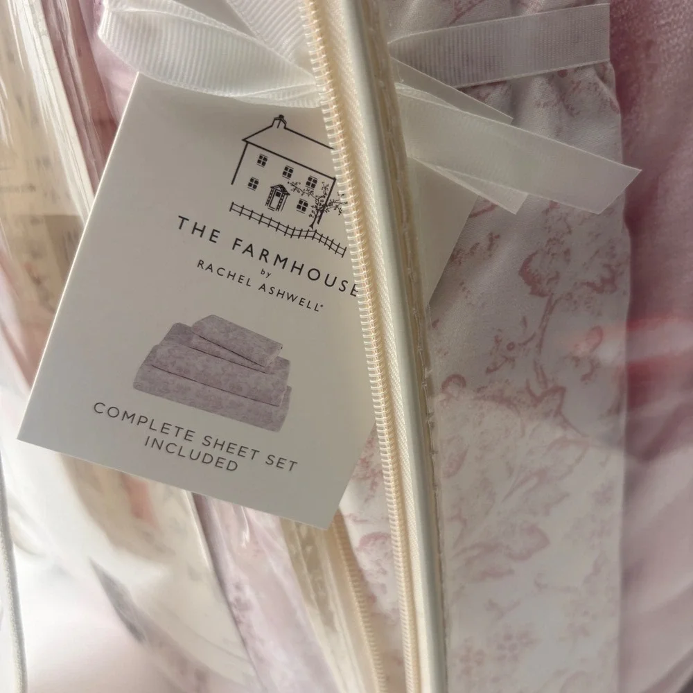 The Farmhouse by Rachel Ashwell Queen 8 Piece Bedding Set Pink Floral Reversible